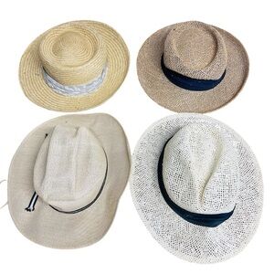 Lot of 4 Straw Woven Gambler Style Vintage Scala Austin Golf Dorman Pacific Golf